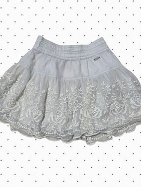 Abercrombie vintage grey blue floral embroidery tulle skirt